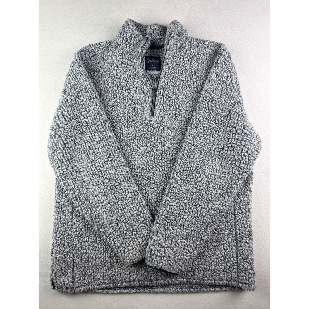 Oxford America Womens Gray Sherpa Fleece Quarter Zip Pullover Sweater Size M